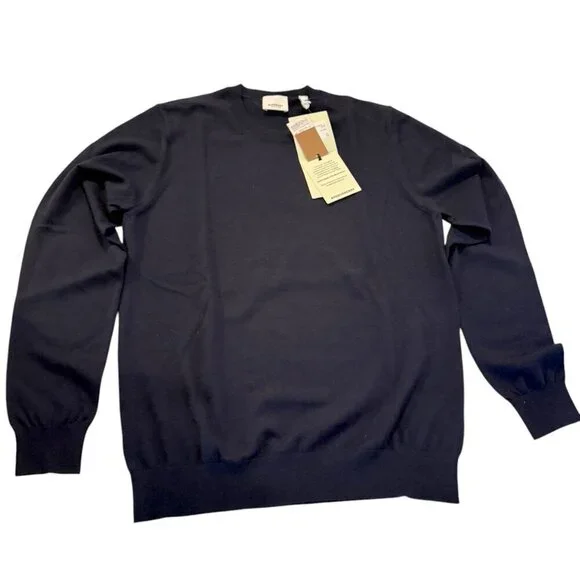 Burberry BEMPTON Navy Blue  Merino Wood Check Patch Pullover sweater, all sizes - Picture 6 of 11